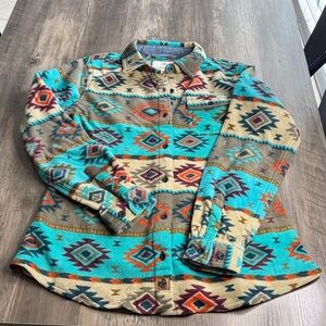 Legendary Whitetails Turquoise & Tan Aztec Fleece Shirt